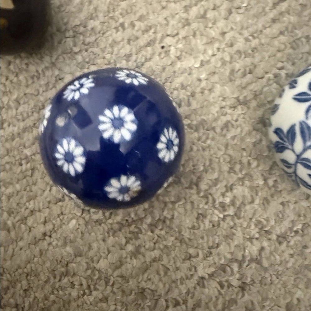 Decorative Ceramic Sphere Set - Blue, White, and Multicolor - Picture 4 of 7